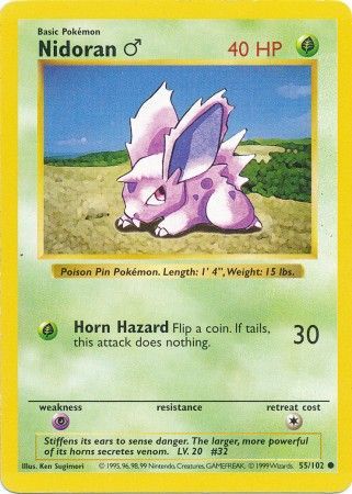 Nidoran M 055/102 - Base Set Shadowless Unlimited - Common
