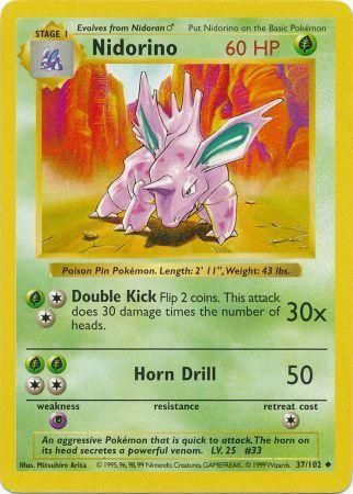 Nidorino 037/102 - Base Set Shadowless Unlimited - Uncommon