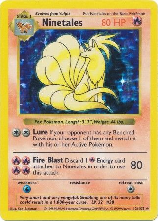 Ninetales 012/102 - Base Set Shadowless Unlimited Holofoil - Holo Rare