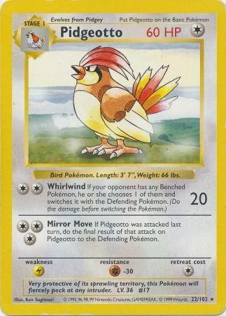 Pidgeotto 022/102 - Base Set Shadowless Unlimited - Rare