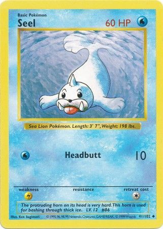 Seel 041/102 - Base Set Shadowless Unlimited - Uncommon