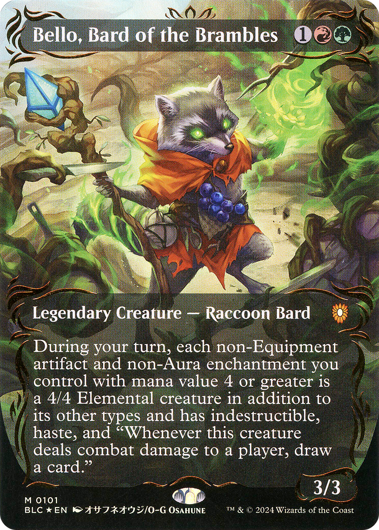 Bello, Bard of the Brambles  (Borderless)(BLC-101) - Bloomburrow Commander Foil