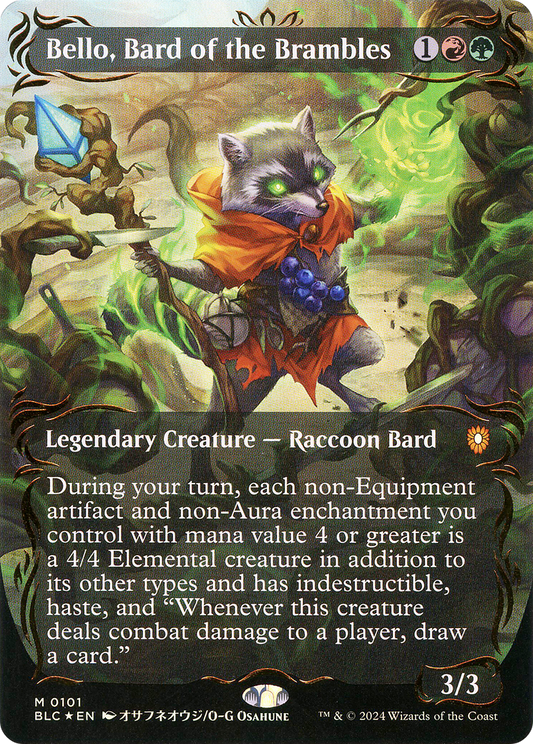 Bello, Bard of the Brambles  (Borderless)(BLC-101) - Bloomburrow Commander Foil
