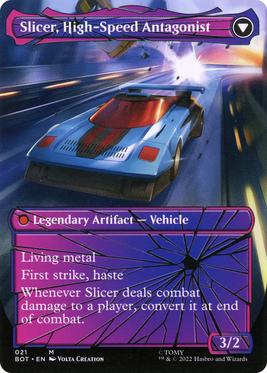 Slicer, Hired Muscle // Slicer, High-Speed Antagonist (BOT-021) - Transformers: (shatteredglass, convertdfc) (Borderless)