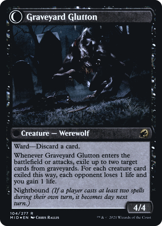 Graveyard Trespasser // Graveyard Glutton (PMID-104S) - Innistrad: Midnight Hunt Promos: (Double Faced Transform) Foil