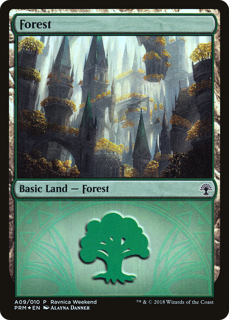 Forest (PRWK-A09) - GRN Ravnica Weekend Foil