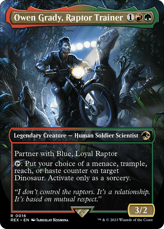 Owen Grady, Raptor Trainer (Borderless) (REX-016) - Jurassic World Collection (Borderless)