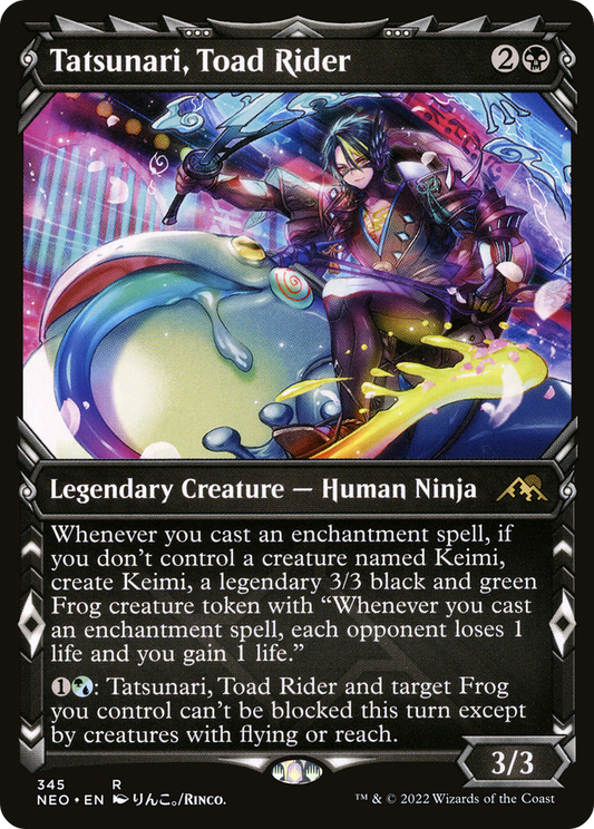 Tatsunari, Toad Rider (NEO-345) - Kamigawa: Neon Dynasty: (Showcase) Foil