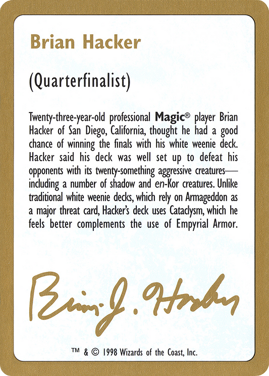 Brian Hacker Bio (WC98-BH0A) - World Championship Decks 1998