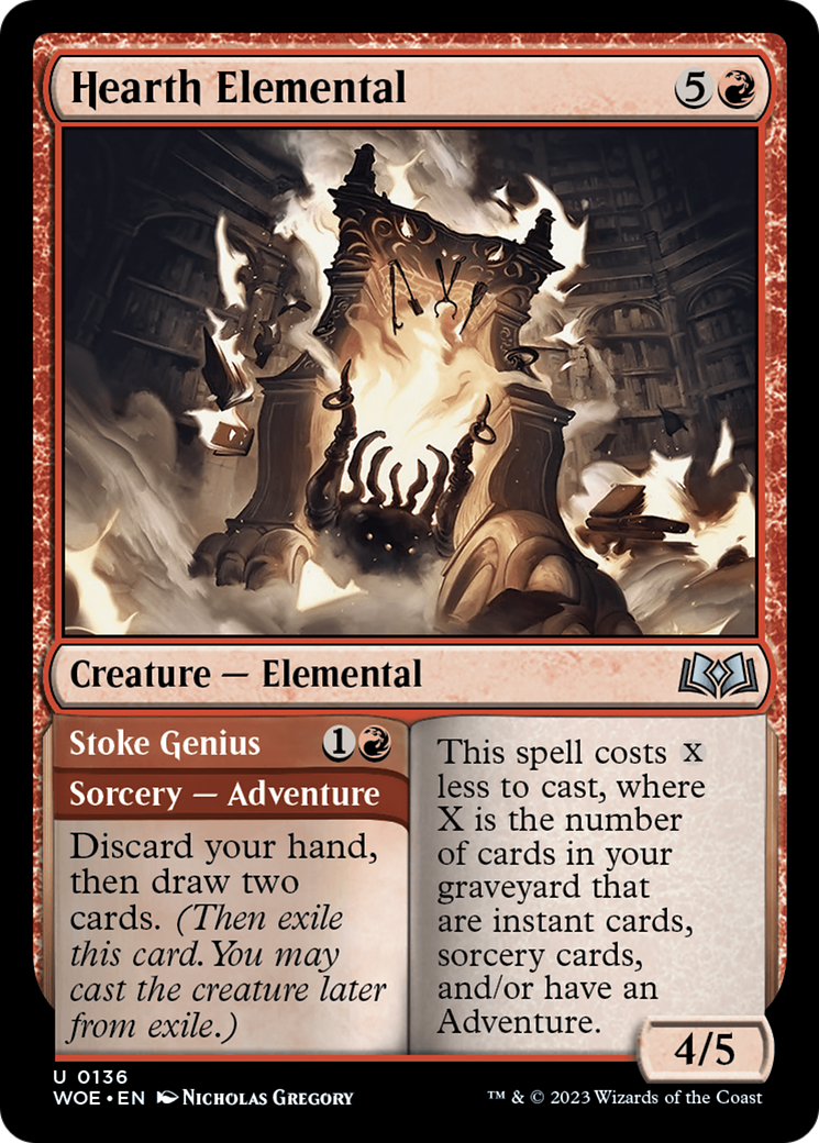 Hearth Elemental // Stoke Genius (WOE-136) - Wilds of Eldraine Foil