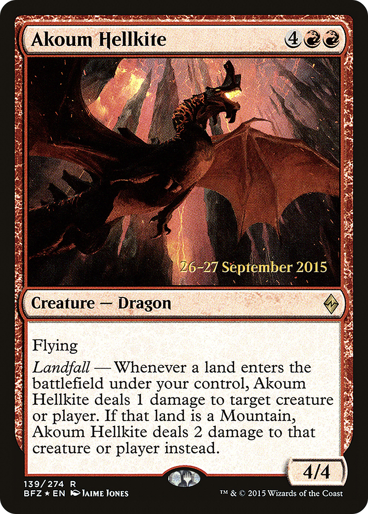Akoum Hellkite (PRE-139S) - Battle for Zendikar Promos (Prerelease) Foil