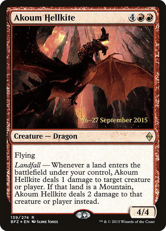 Akoum Hellkite (PRE-139S) - Battle for Zendikar Promos (Prerelease) Foil