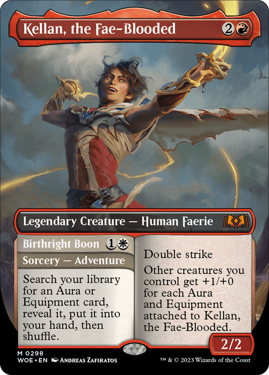 Kellan, the Fae-Blooded (Borderless) (WOE-298) - Wilds of Eldraine (Borderless) Foil