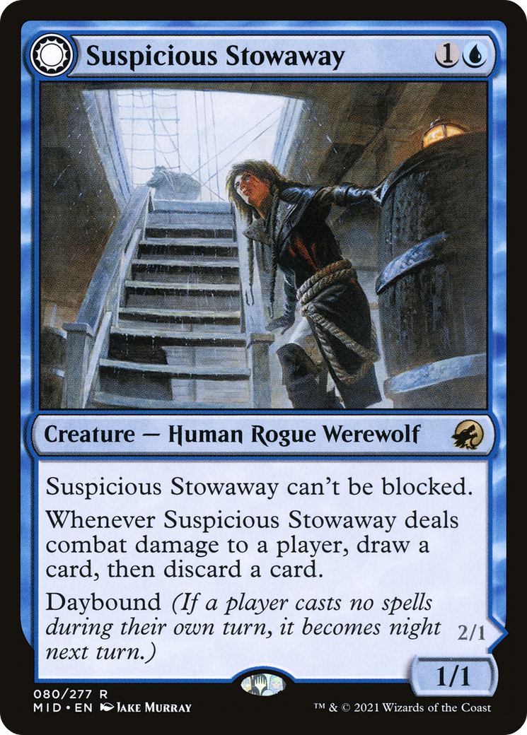 Suspicious Stowaway // Seafaring Werewolf (MID-080) - Innistrad: Midnight Hunt: (Double Faced Transform) Foil