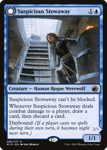 Suspicious Stowaway // Seafaring Werewolf (MID-080) - Innistrad: Midnight Hunt: (Double Faced Transform) Foil