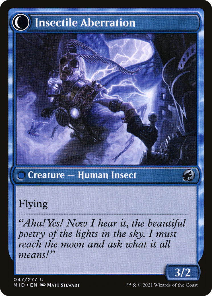 Delver of Secrets // Insectile Aberration (MID-047) - Innistrad: Midnight Hunt: (Double Faced Transform) Foil