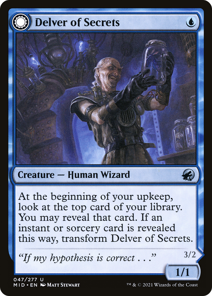 Delver of Secrets // Insectile Aberration (MID-047) - Innistrad: Midnight Hunt: (Double Faced Transform)