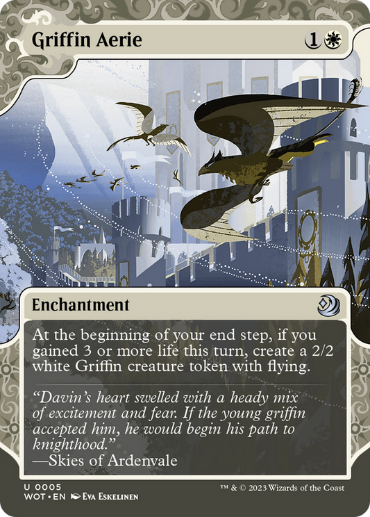 Griffin Aerie (WOT-005) - Wilds of Eldraine: Enchanting Tales: (Showcase) (Borderless) Foil