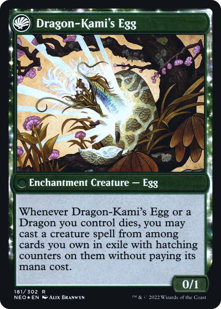 The Dragon-Kami Reborn // Dragon-Kami's Egg (PNEO-181S) - Kamigawa: Neon Dynasty Promos: (fandfc) Foil