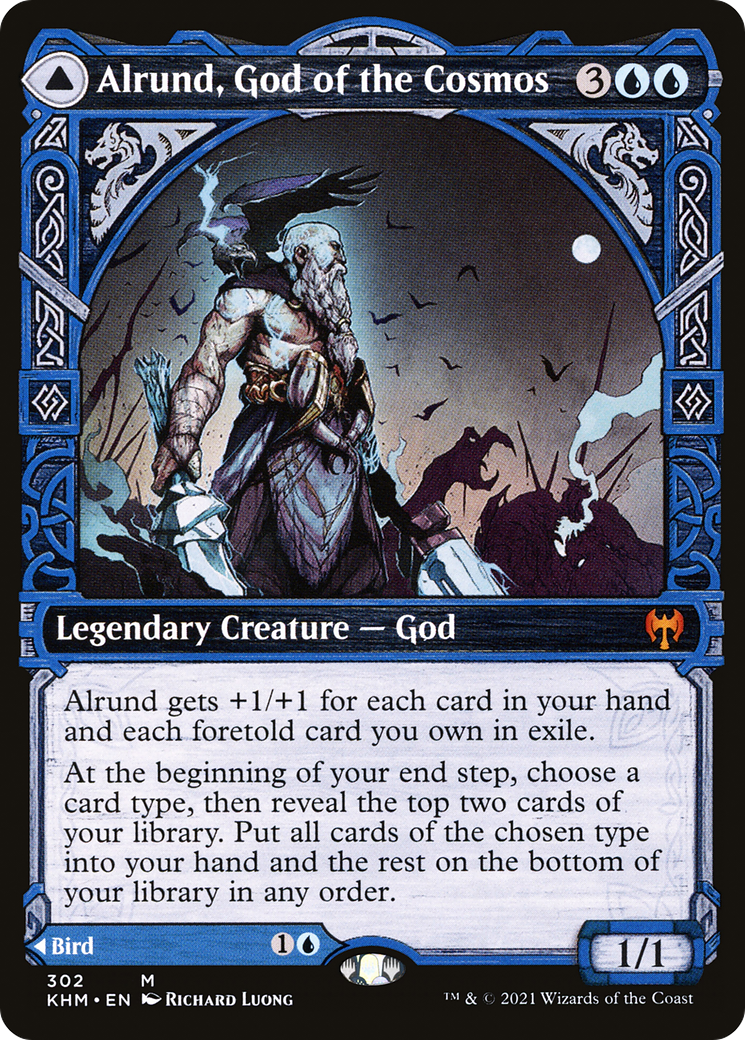 Alrund, God of the Cosmos // Hakka, Whispering Raven (KHM-302) - Kaldheim: (Showcase) Foil