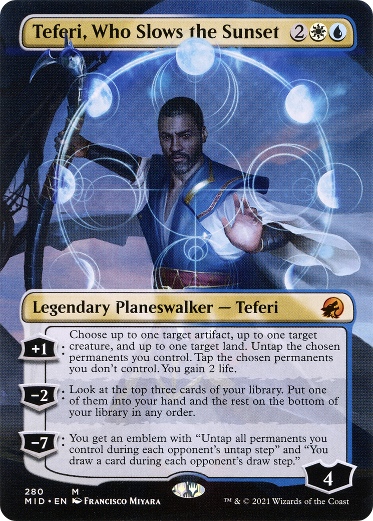 Teferi, Who Slows the Sunset (MID-280) - Innistrad: Midnight Hunt (Borderless) Foil