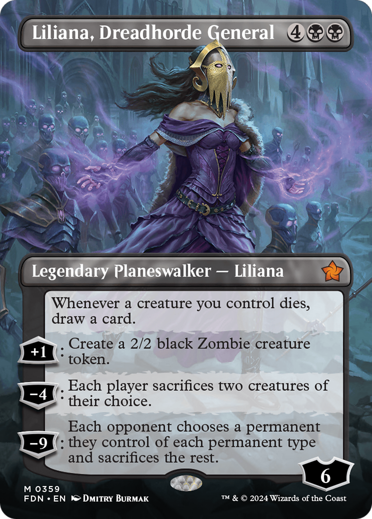 Liliana, Dreadhorde General (FDN-359) - Foundations (Borderless) Foil