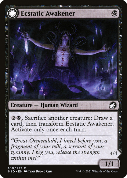 Ecstatic Awakener // Awoken Demon (MID-100) - Innistrad: Midnight Hunt: (Double Faced Transform)