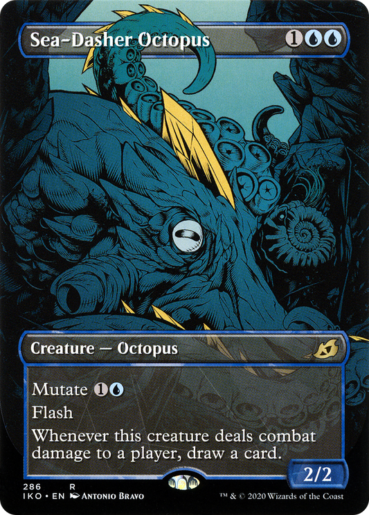 Sea-Dasher Octopus  (Borderless)(IKO-286) - Ikoria: Lair of Behemoths: (Showcase) Foil