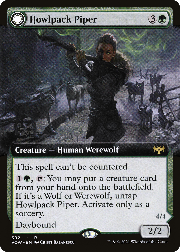 Howlpack Piper // Wildsong Howler (VOW-392) - Innistrad: Crimson Vow: (Extended Art, Double Faced Transform) Foil