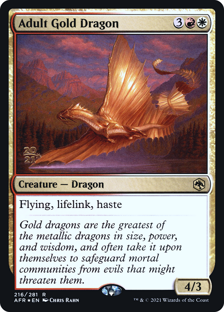 Adult Gold Dragon (PRE-216S) - Adventures in the Forgotten Realms Promos (Prerelease) Foil