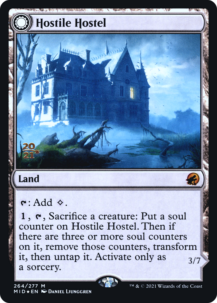 Hostile Hostel // Creeping Inn (PRE-264S) - Innistrad: Midnight Hunt Promos: (Double Faced Transform) (Prerelease) Foil