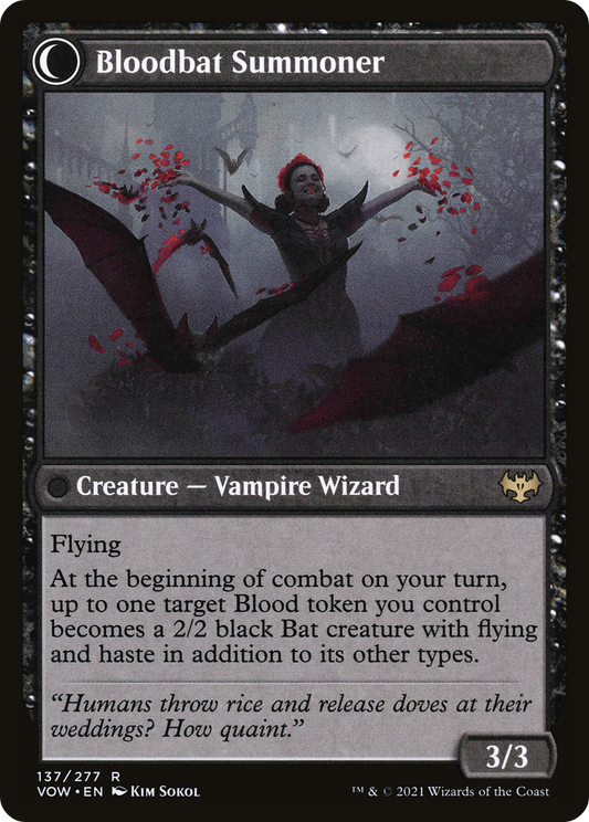 Voldaren Bloodcaster // Bloodbat Summoner (VOW-137) - Innistrad: Crimson Vow: (Double Faced Transform)