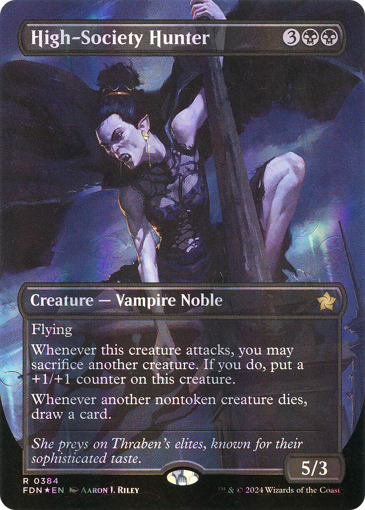 High-Society Hunter (Borderless) (Mana Foil)  (Borderless)(FDN-384) - Foundations Foil
