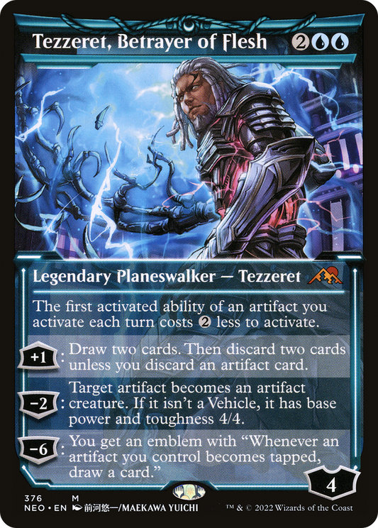 Tezzeret, Betrayer of Flesh (NEO-376) - Kamigawa: Neon Dynasty: (Showcase) Foil