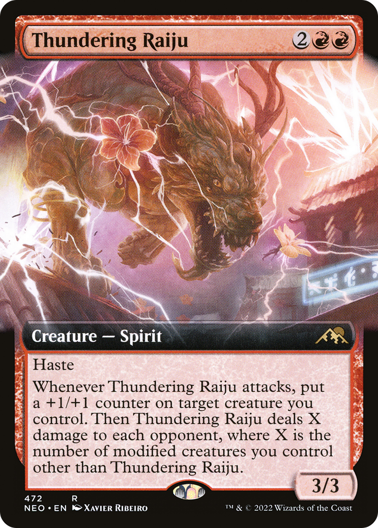 Thundering Raiju (NEO-472) - Kamigawa: Neon Dynasty: (Extended Art) Foil