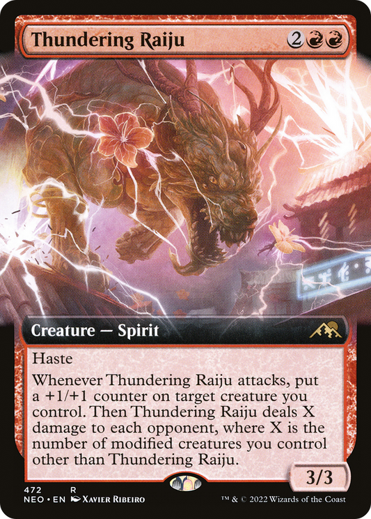 Thundering Raiju (NEO-472) - Kamigawa: Neon Dynasty: (Extended Art) Foil