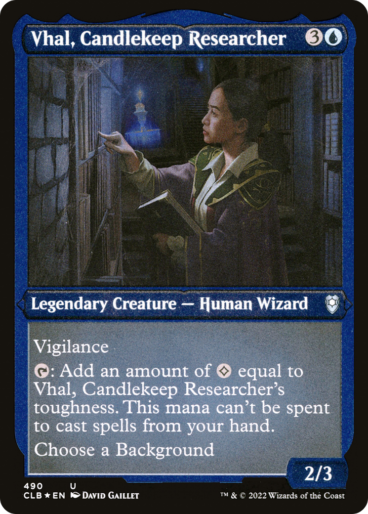 Vhal, Candlekeep Researcher (CLB-490) - Commander Legends: Battle for Baldur's Gate Etched Foil