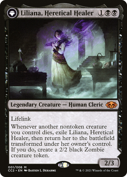 Liliana, Heretical Healer // Liliana, Defiant Necromancer (CC2-001) - Commander Collection: Black: (originpwdfc)