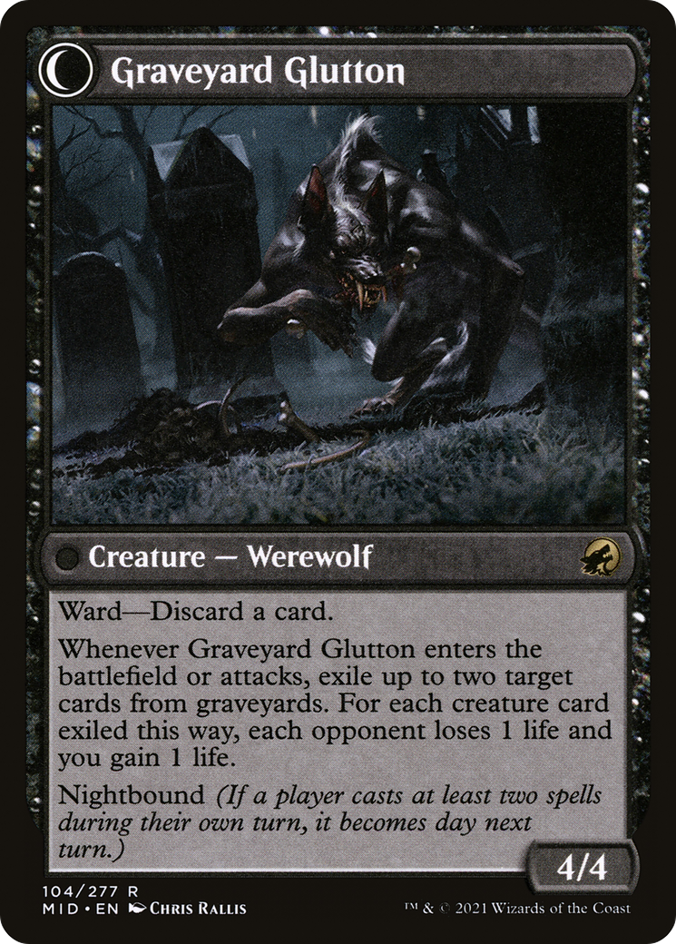 Graveyard Trespasser // Graveyard Glutton (MID-104) - Innistrad: Midnight Hunt: (Double Faced Transform) Foil