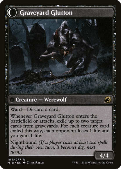 Graveyard Trespasser // Graveyard Glutton (MID-104) - Innistrad: Midnight Hunt: (Double Faced Transform) Foil