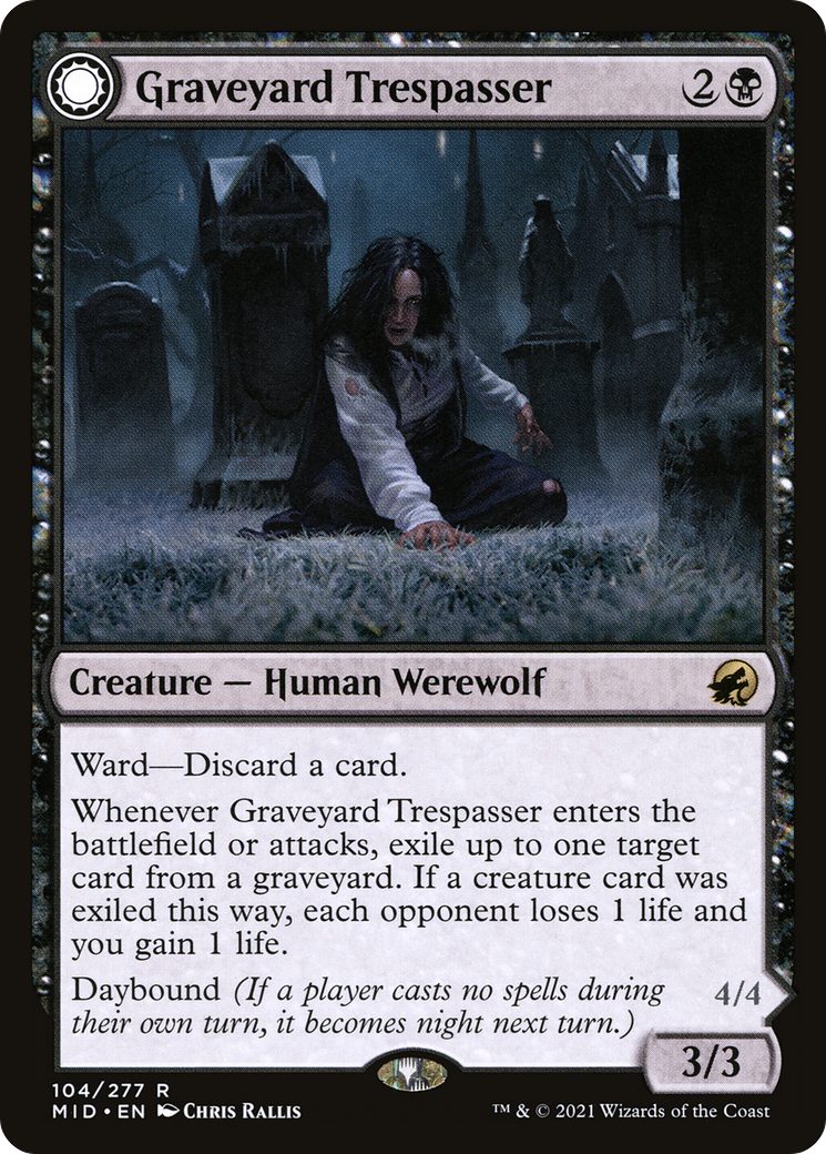 Graveyard Trespasser // Graveyard Glutton (MID-104) - Innistrad: Midnight Hunt: (Double Faced Transform)