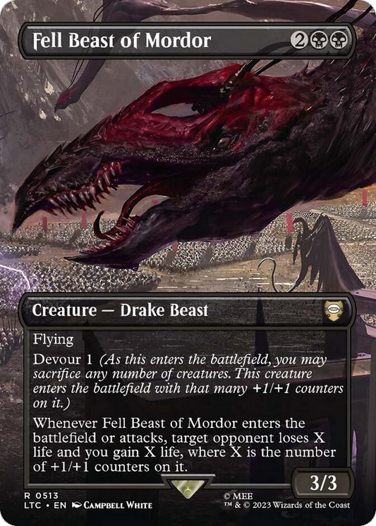 Fell Beast of Mordor (Borderless) (LTC-513) - Tales of Middle-earth Commander (Borderless) Foil