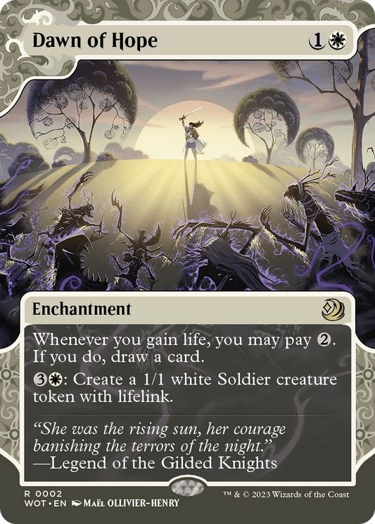 Dawn of Hope (WOT-002) - Wilds of Eldraine: Enchanting Tales: (Showcase) (Borderless) Foil