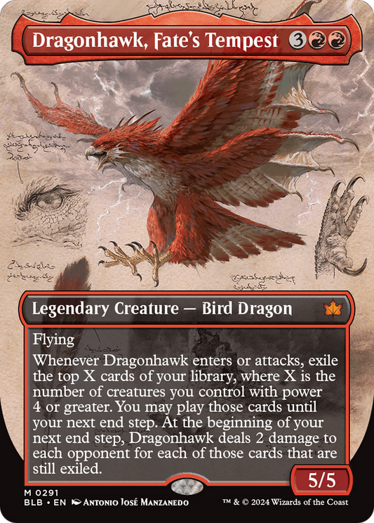 Dragonhawk, Fate's Tempest (Borderless) (BLB-291) - Bloomburrow: (Showcase) (Borderless) Foil