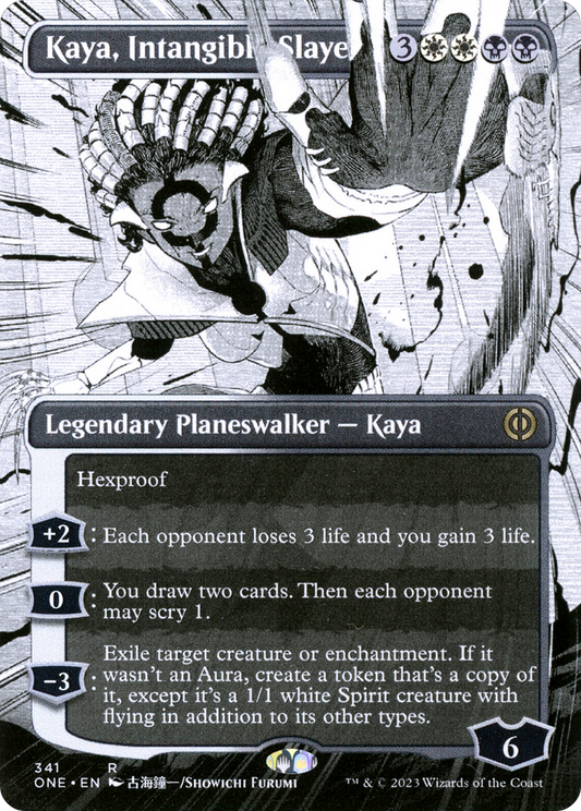 Kaya, Intangible Slayer (Borderless) (ONE-341) - Phyrexia: All Will Be One: (Showcase) (Borderless) Foil