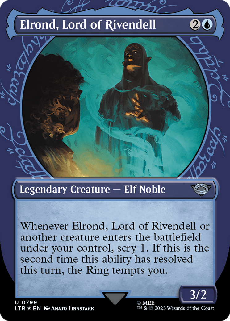 Elrond, Lord of Rivendell (LTR-799) - The Lord of the Rings: Tales of Middle-earth: (Showcase) (Borderless) Foil