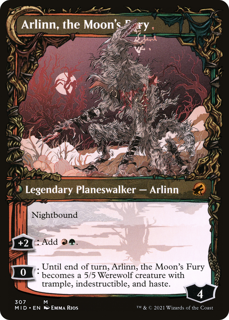 Arlinn, the Pack's Hope // Arlinn, the Moon's Fury (MID-307) - Innistrad: Midnight Hunt: (Showcase, Double Faced Transform) Foil