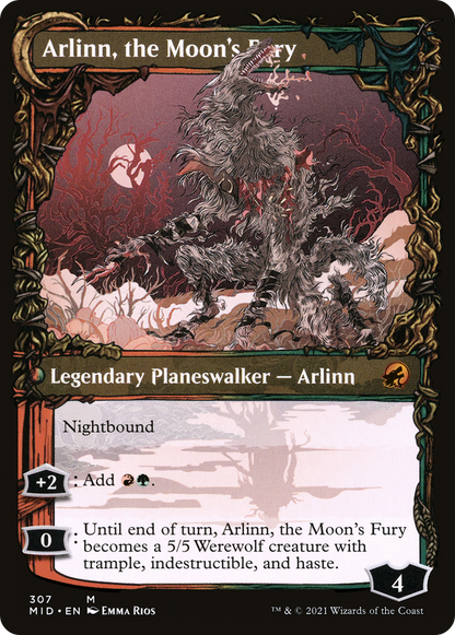 Arlinn, the Pack's Hope // Arlinn, the Moon's Fury (MID-307) - Innistrad: Midnight Hunt: (Showcase, Double Faced Transform) Foil