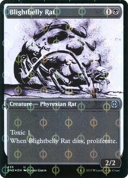 Blightbelly Rat (Showcase) (Step-and-Compleat Foil) (ONE-435) - Phyrexia: All Will Be One: (Showcase) Foil