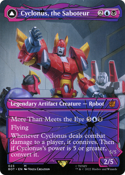 Cyclonus, the Saboteur // Cyclonus, Cybertronian Fighter (BOT-023) - Transformers: (convertdfc, shatteredglass) (Borderless)